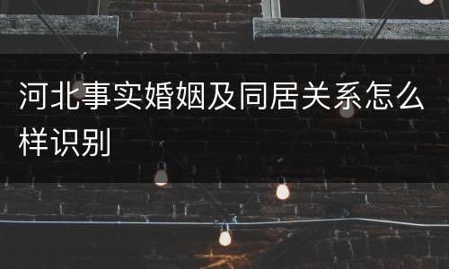 河北事实婚姻及同居关系怎么样识别