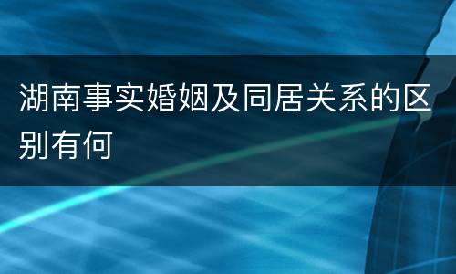 湖南事实婚姻及同居关系的区别有何