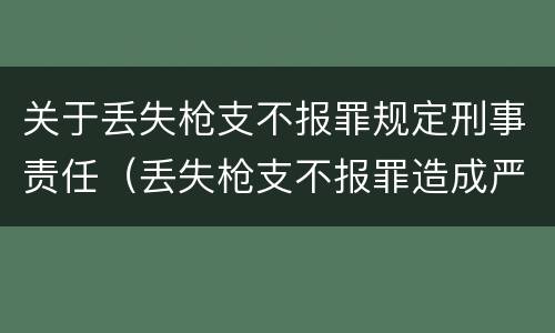 关于丢失枪支不报罪规定刑事责任（丢失枪支不报罪造成严重后果）