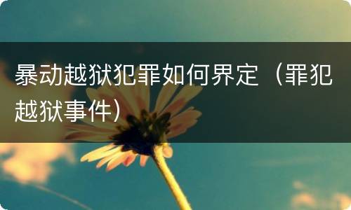 暴动越狱犯罪如何界定（罪犯越狱事件）