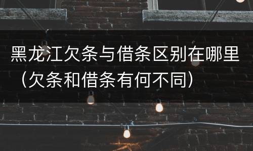 黑龙江欠条与借条区别在哪里（欠条和借条有何不同）