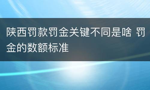 陕西罚款罚金关键不同是啥 罚金的数额标准