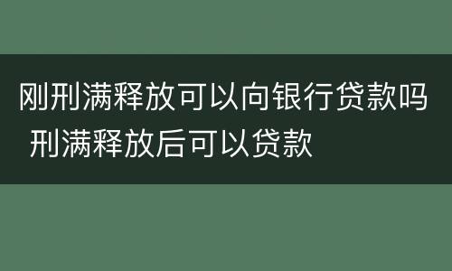 刚刑满释放可以向银行贷款吗 刑满释放后可以贷款