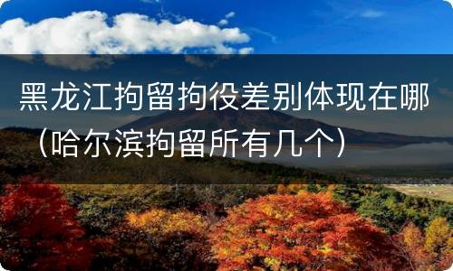 黑龙江拘留拘役差别体现在哪（哈尔滨拘留所有几个）