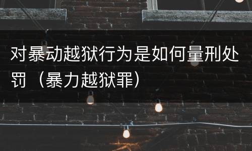 对暴动越狱行为是如何量刑处罚（暴力越狱罪）