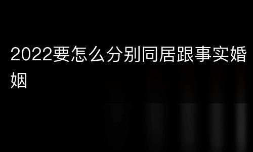 2022要怎么分别同居跟事实婚姻