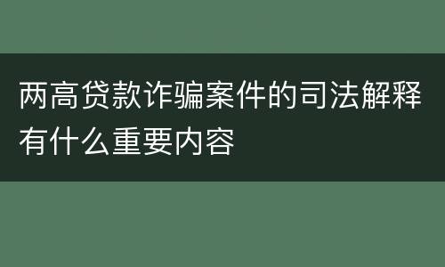 两高贷款诈骗案件的司法解释有什么重要内容
