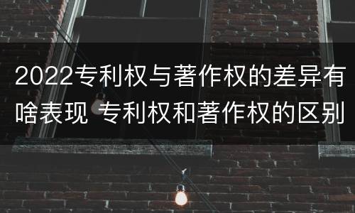 2022专利权与著作权的差异有啥表现 专利权和著作权的区别