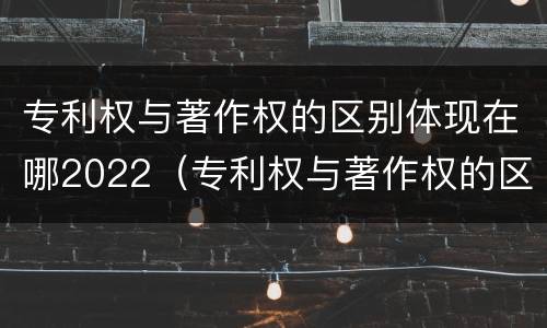 专利权与著作权的区别体现在哪2022（专利权与著作权的区别体现在哪2022年）