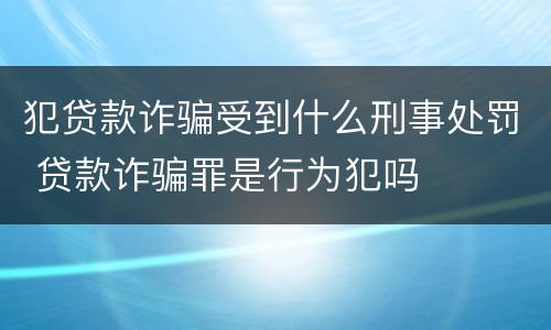 犯贷款诈骗受到什么刑事处罚 贷款诈骗罪是行为犯吗