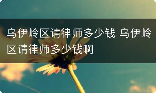 乌伊岭区请律师多少钱 乌伊岭区请律师多少钱啊