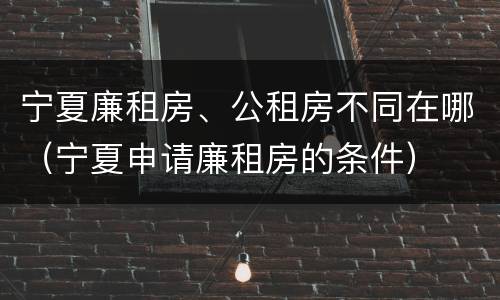 宁夏廉租房、公租房不同在哪（宁夏申请廉租房的条件）