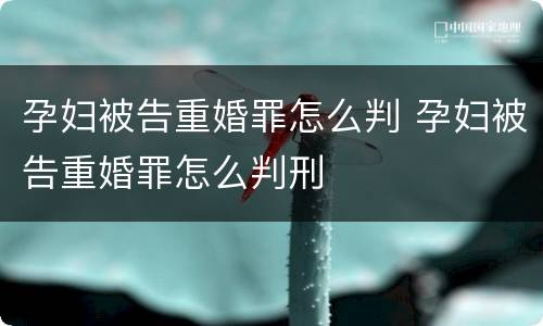 孕妇被告重婚罪怎么判 孕妇被告重婚罪怎么判刑