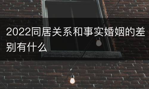 2022同居关系和事实婚姻的差别有什么