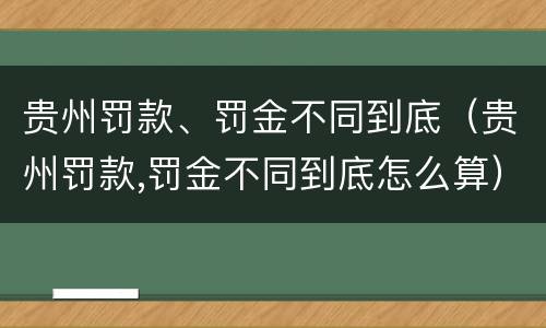贵州罚款、罚金不同到底（贵州罚款,罚金不同到底怎么算）