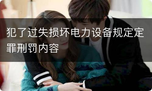 犯了过失损坏电力设备规定定罪刑罚内容