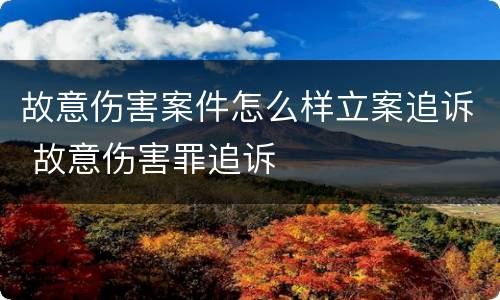 故意伤害案件怎么样立案追诉 故意伤害罪追诉