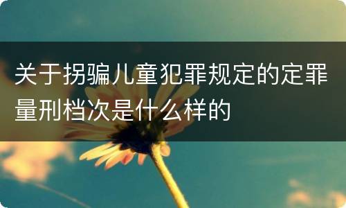 关于拐骗儿童犯罪规定的定罪量刑档次是什么样的