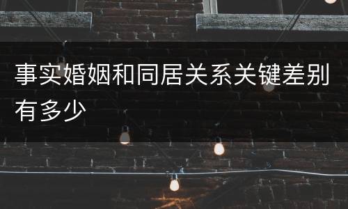 事实婚姻和同居关系关键差别有多少