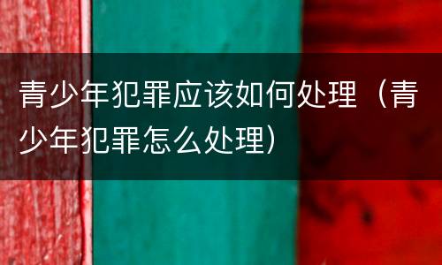 青少年犯罪应该如何处理（青少年犯罪怎么处理）