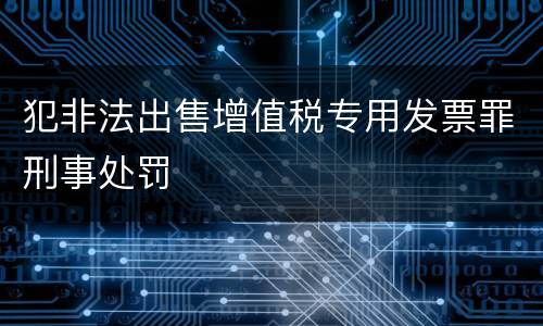 犯非法出售增值税专用发票罪刑事处罚