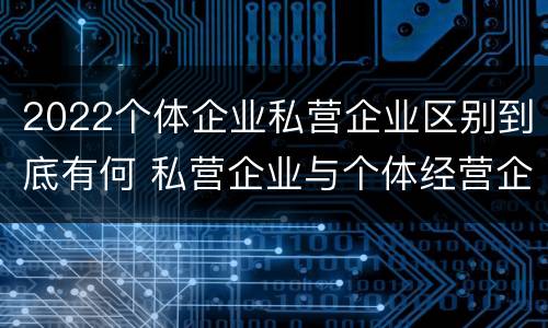 2022个体企业私营企业区别到底有何 私营企业与个体经营企业的区别