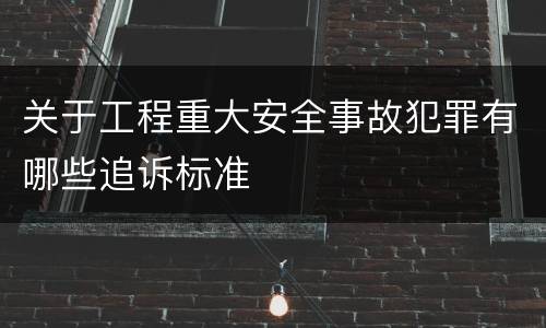 关于工程重大安全事故犯罪有哪些追诉标准