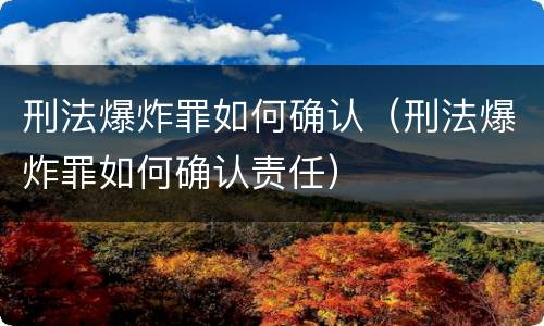 刑法爆炸罪如何确认（刑法爆炸罪如何确认责任）