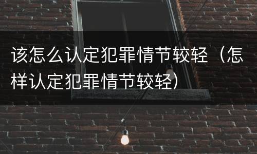 该怎么认定犯罪情节较轻（怎样认定犯罪情节较轻）