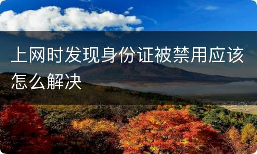 上网时发现身份证被禁用应该怎么解决