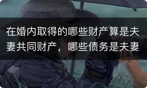 在婚内取得的哪些财产算是夫妻共同财产，哪些债务是夫妻共同债务