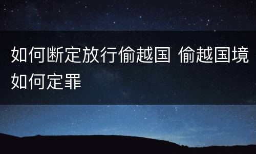 如何断定放行偷越国 偷越国境如何定罪