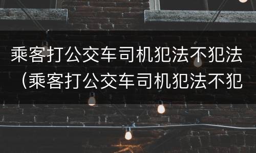 乘客打公交车司机犯法不犯法（乘客打公交车司机犯法不犯法吗）