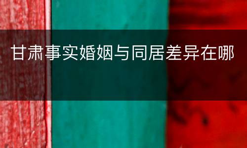 甘肃事实婚姻与同居差异在哪