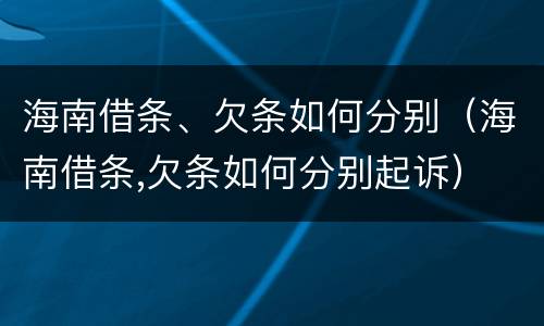 海南借条、欠条如何分别（海南借条,欠条如何分别起诉）