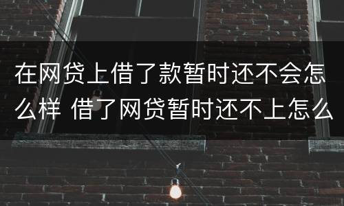 在网贷上借了款暂时还不会怎么样 借了网贷暂时还不上怎么办