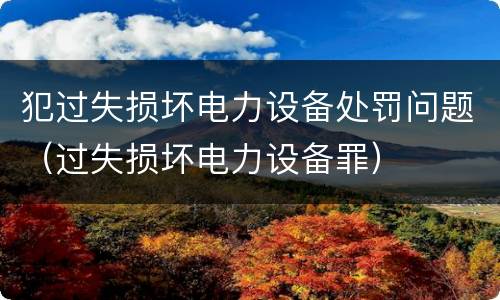 犯过失损坏电力设备处罚问题（过失损坏电力设备罪）