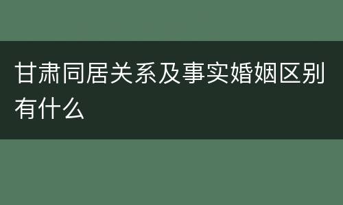 甘肃同居关系及事实婚姻区别有什么