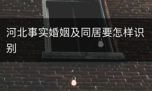 河北事实婚姻及同居要怎样识别