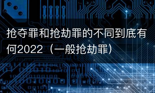 抢夺罪和抢劫罪的不同到底有何2022（一般抢劫罪）