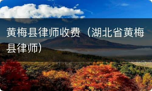 黄梅县律师收费（湖北省黄梅县律师）