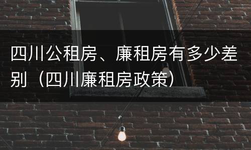 四川公租房、廉租房有多少差别（四川廉租房政策）