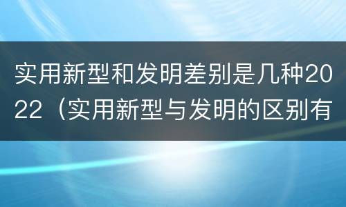 实用新型和发明差别是几种2022（实用新型与发明的区别有哪些）