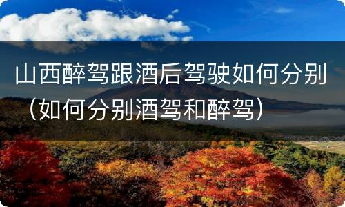 山西醉驾跟酒后驾驶如何分别（如何分别酒驾和醉驾）