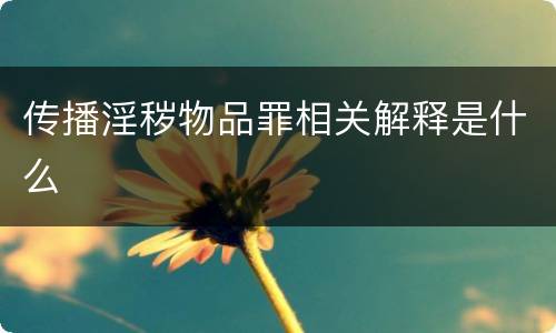 传播淫秽物品罪相关解释是什么