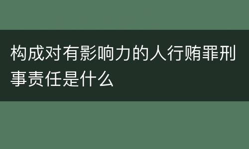 构成对有影响力的人行贿罪刑事责任是什么