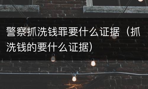 警察抓洗钱罪要什么证据（抓洗钱的要什么证据）