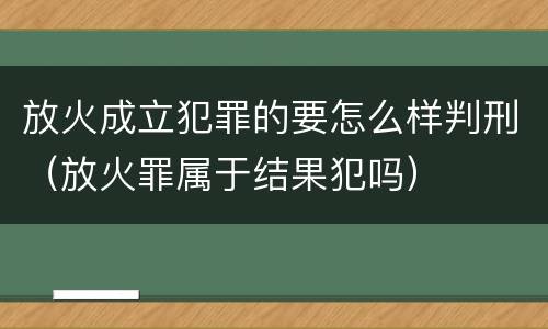 放火成立犯罪的要怎么样判刑（放火罪属于结果犯吗）