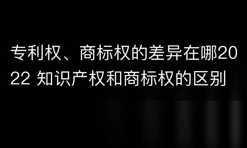 专利权、商标权的差异在哪2022 知识产权和商标权的区别