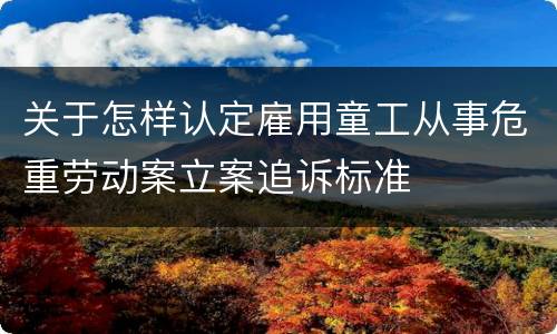 关于怎样认定雇用童工从事危重劳动案立案追诉标准